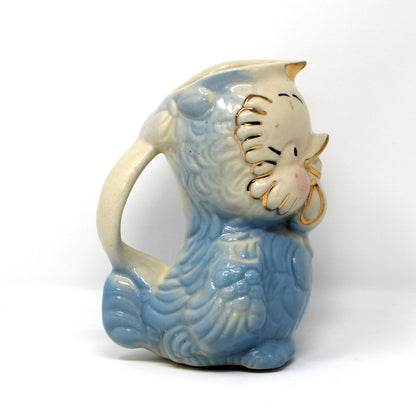 Milk Pitcher, Shawnee Pottery, Blue Bird / Owl Chick Pitcher, USA, Vintage