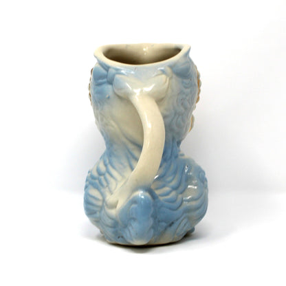 Milk Pitcher, Shawnee Pottery, Blue Bird / Owl Chick Pitcher, USA, Vintage