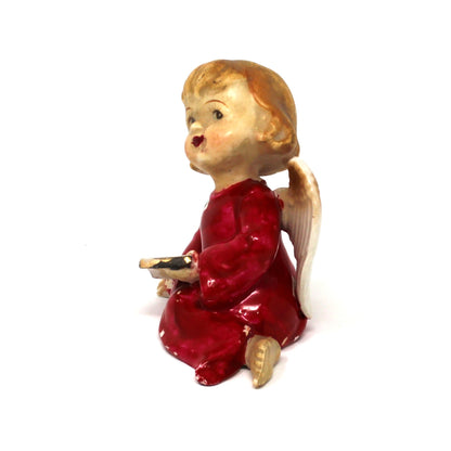 Figurine, Lipper & Mann, Christmas Angel with Book, Hand Painted Porcelain, Vintage