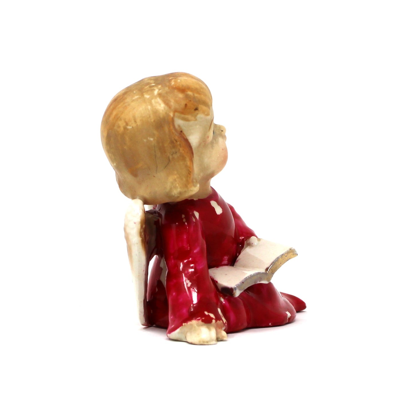Figurine, Lipper & Mann, Christmas Angel with Book, Hand Painted Porcelain, Vintage