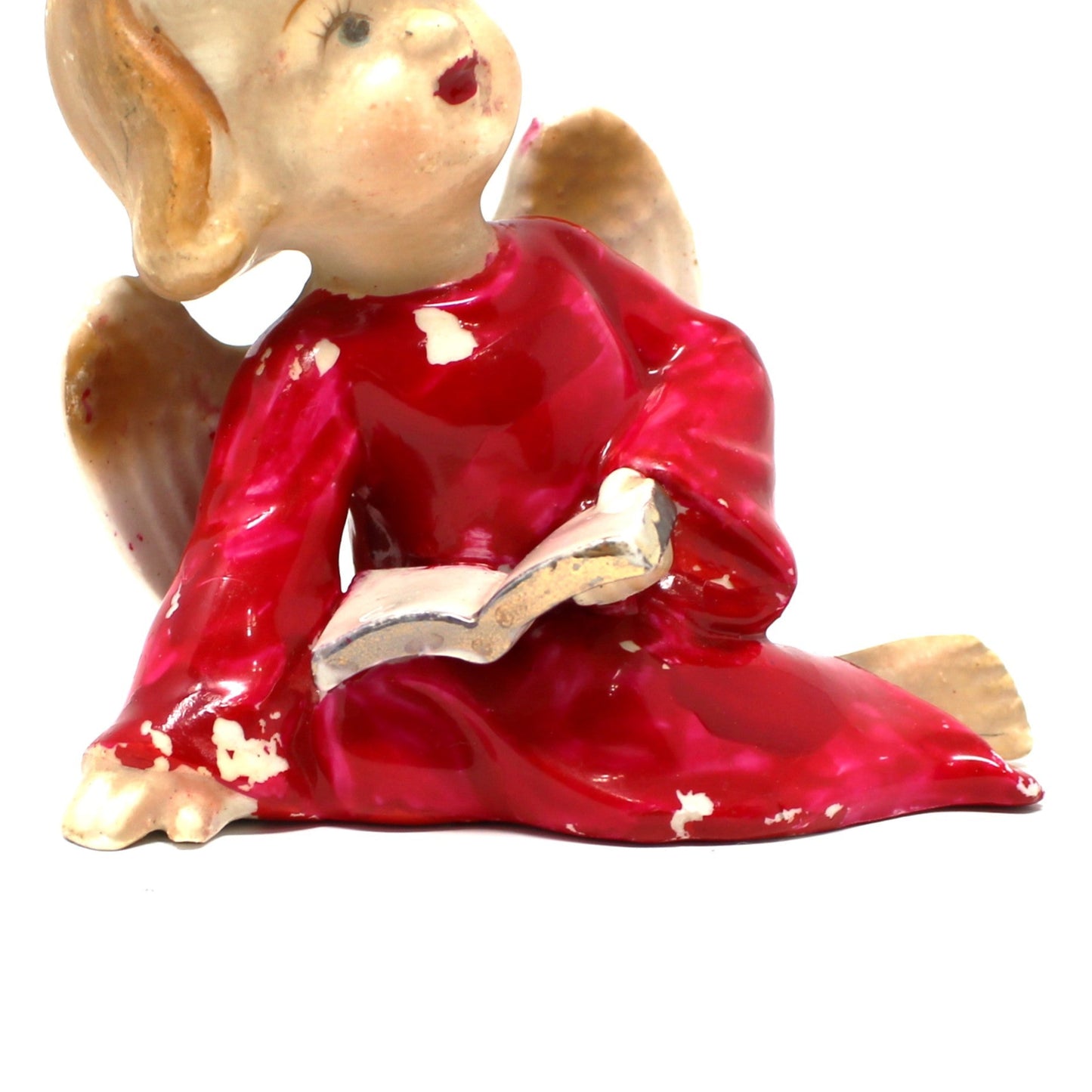 Figurine, Lipper & Mann, Christmas Angel with Book, Hand Painted Porcelain, Vintage