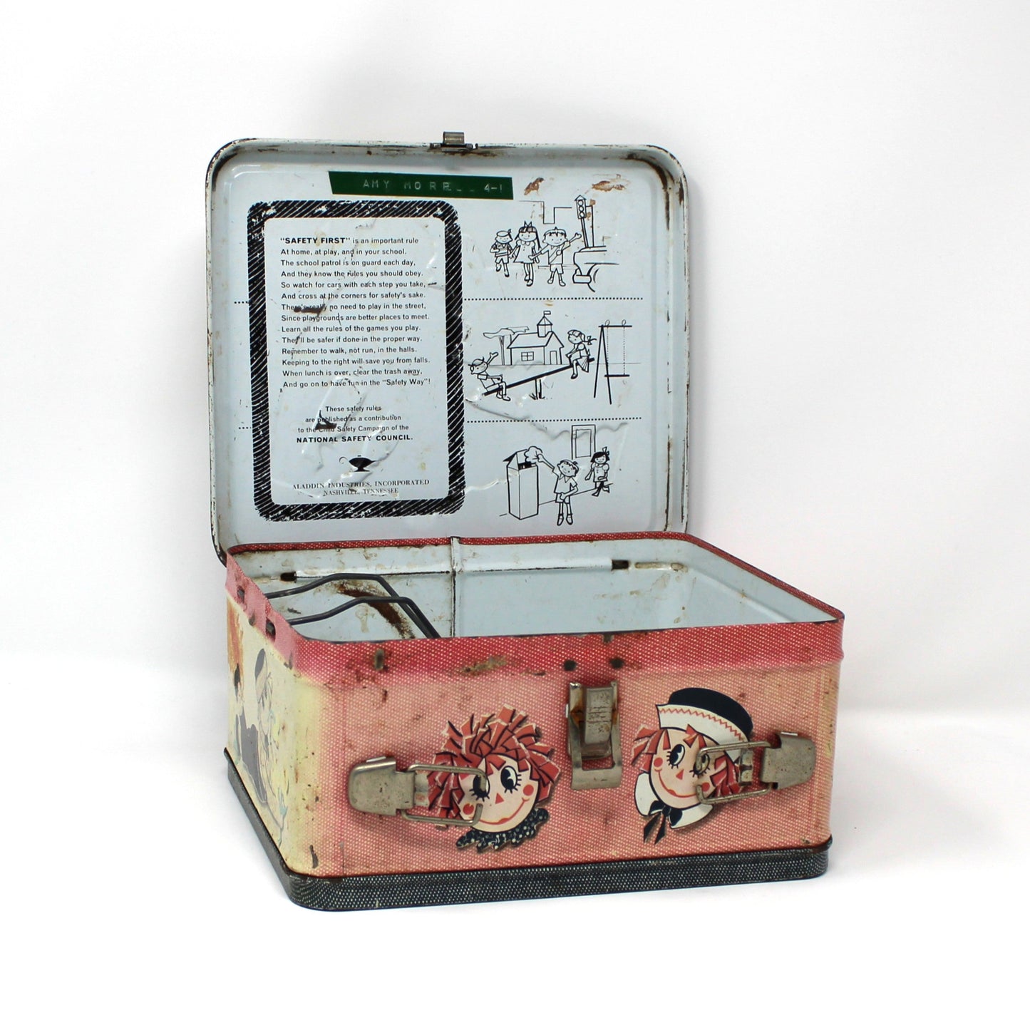 Box, Aladdin, Metal School Lunch Box, Raggedy Ann & Andy Children's Vintage