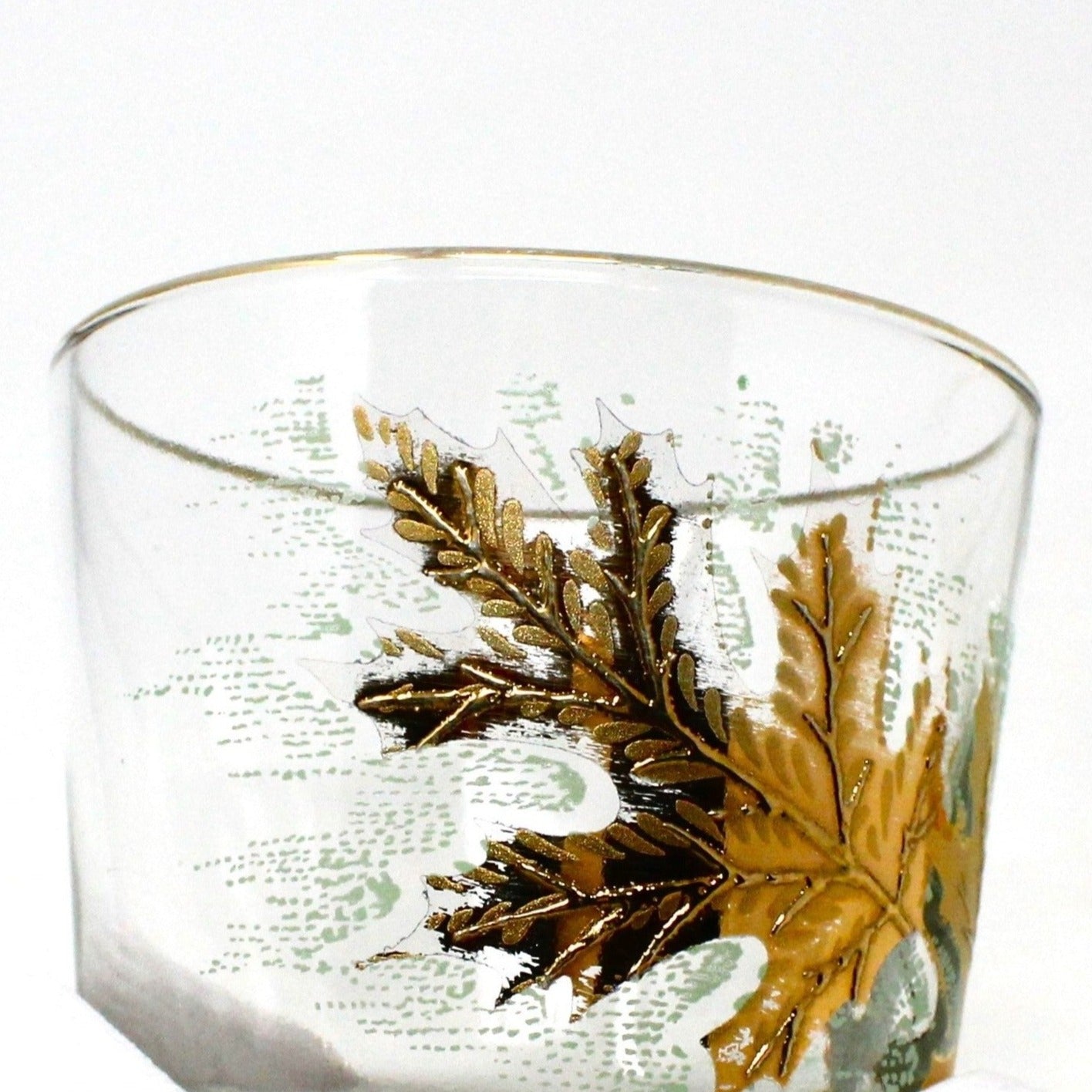 Glasses, Rocks / Whiskey, Libbey, Oak Leaves 22K Gold, Set of 2, Vintage