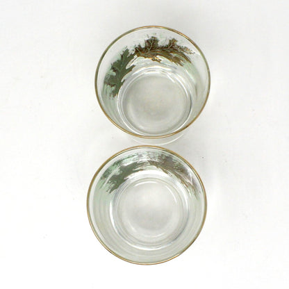 Glasses, Rocks / Whiskey, Libbey, Oak Leaves 22K Gold, Set of 2, Vintage