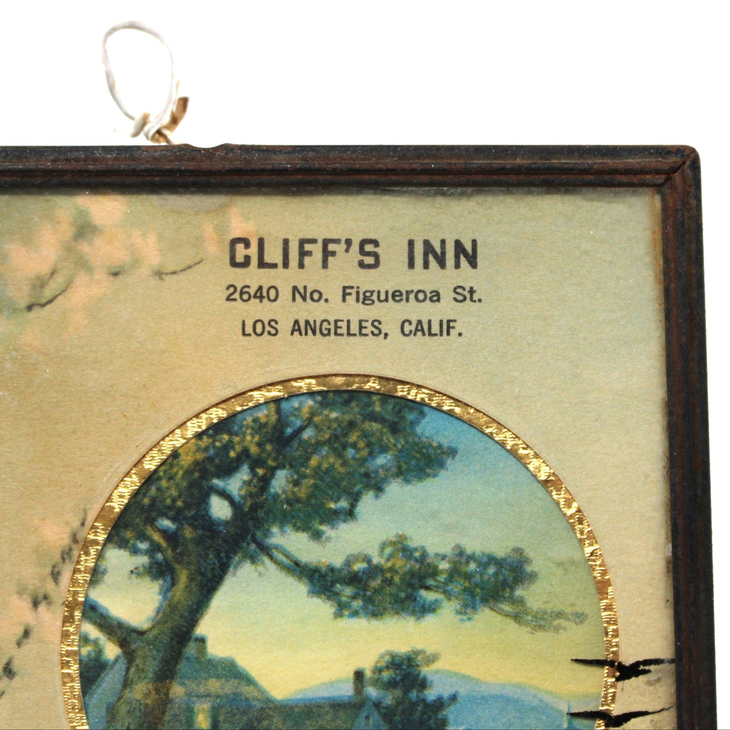 Advertising Thermometer, Reverse Painted Silhouette, Lady with Terrier Dog, Cliff's Inn, LA, CA, Vintage