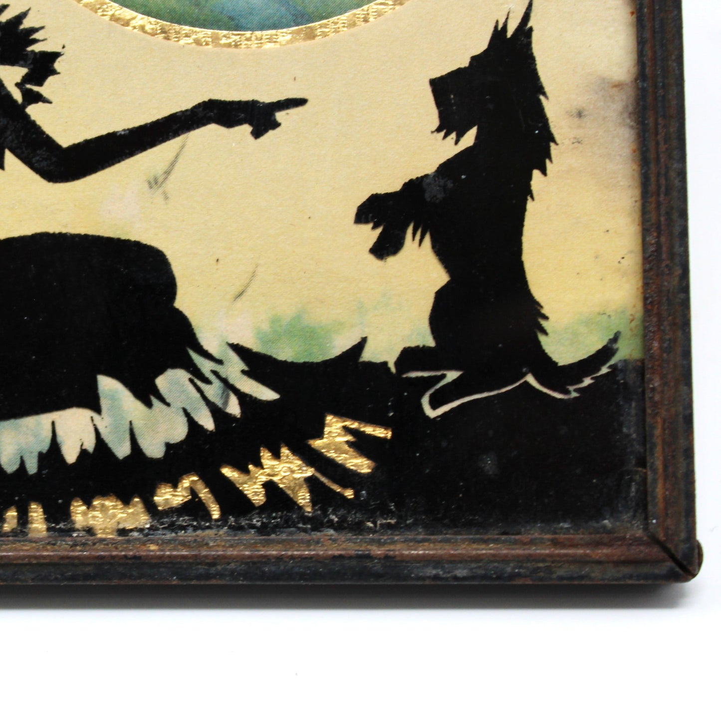 Advertising Thermometer, Reverse Painted Silhouette, Lady with Terrier Dog, Cliff's Inn, LA, CA, Vintage
