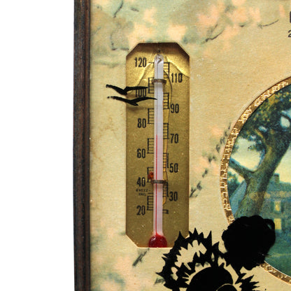 Advertising Thermometer, Reverse Painted Silhouette, Lady with Terrier Dog, Cliff's Inn, LA, CA, Vintage
