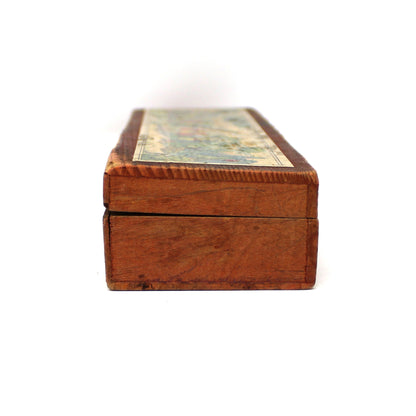 Pencil Case, Wooden Pencil Box, Nursery Rhyme Lithograph, Pied Piper of Hamelin, Antique