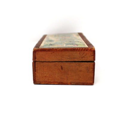 Pencil Case, Wooden Pencil Box, Nursery Rhyme Lithograph, Pied Piper of Hamelin, Antique