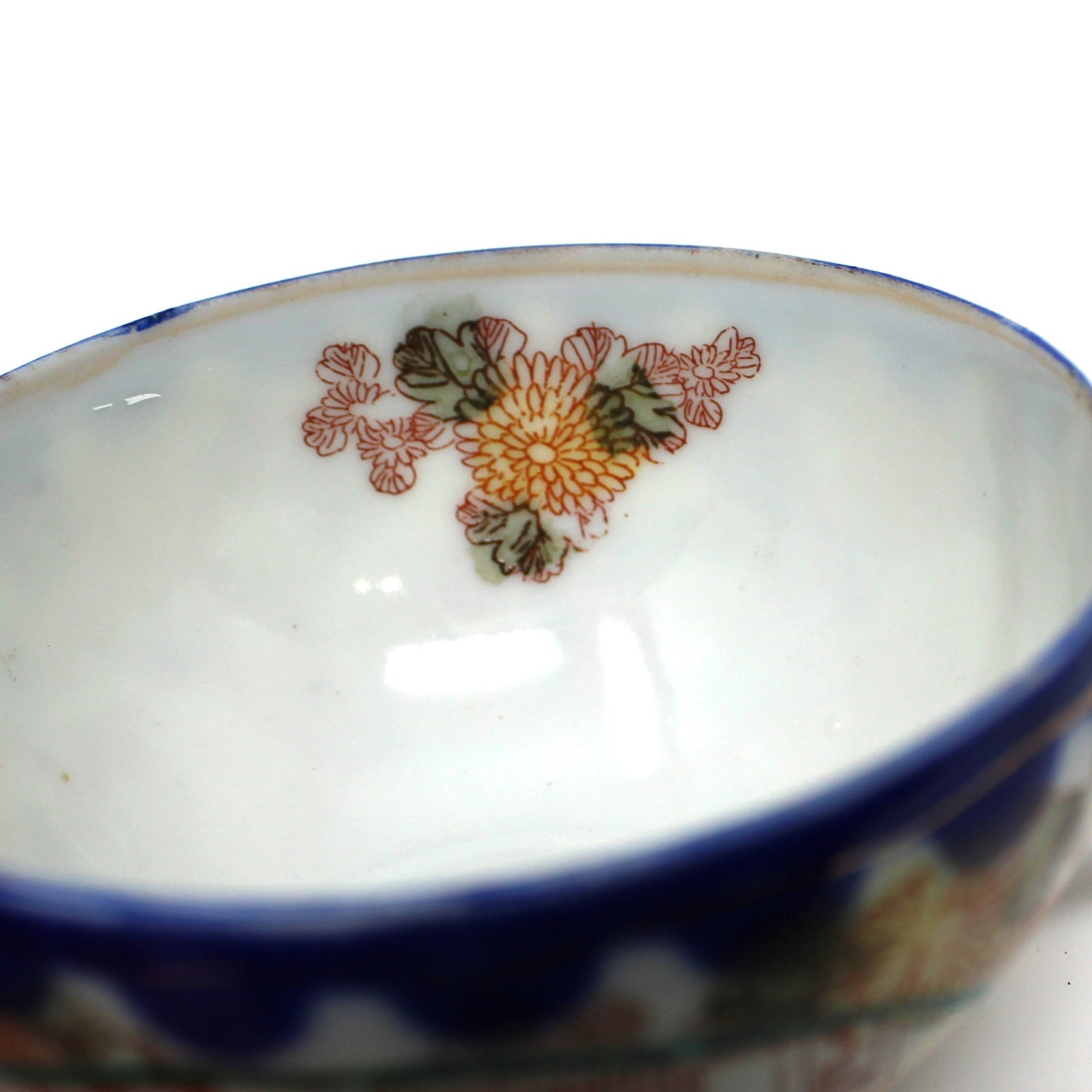 Teacup and Saucer, Geisha Girl, Hand Painted Women in Garden, Cobalt Blue, Japan, Antique