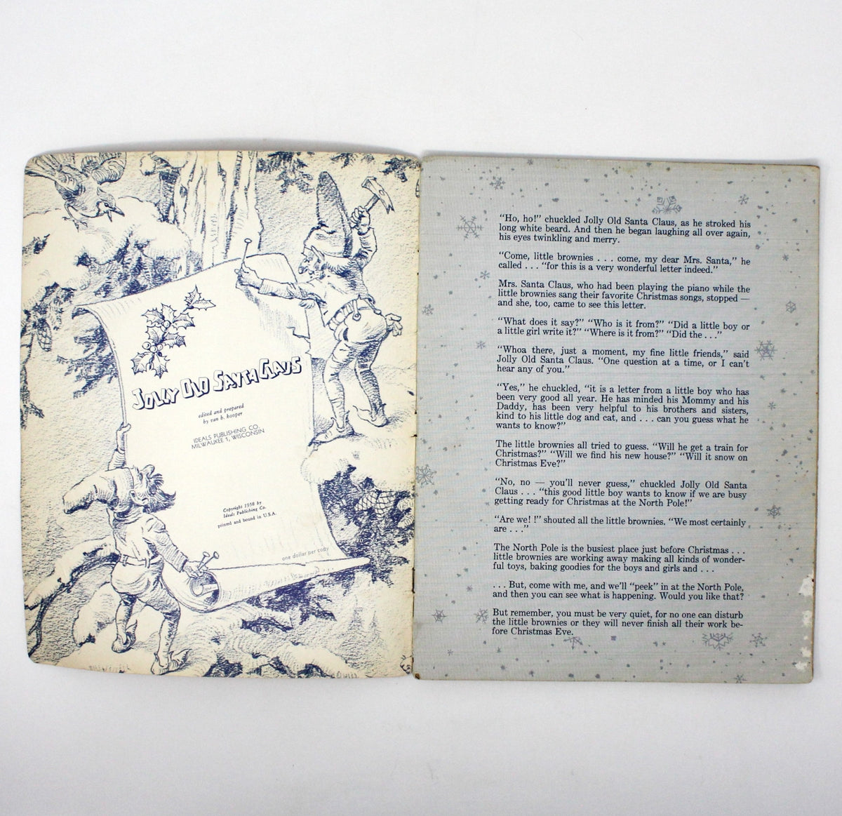 Children's Book: Ideals Publishing, Jolly Old Santa Claus, Softcover, Vintage 1958, SOLD