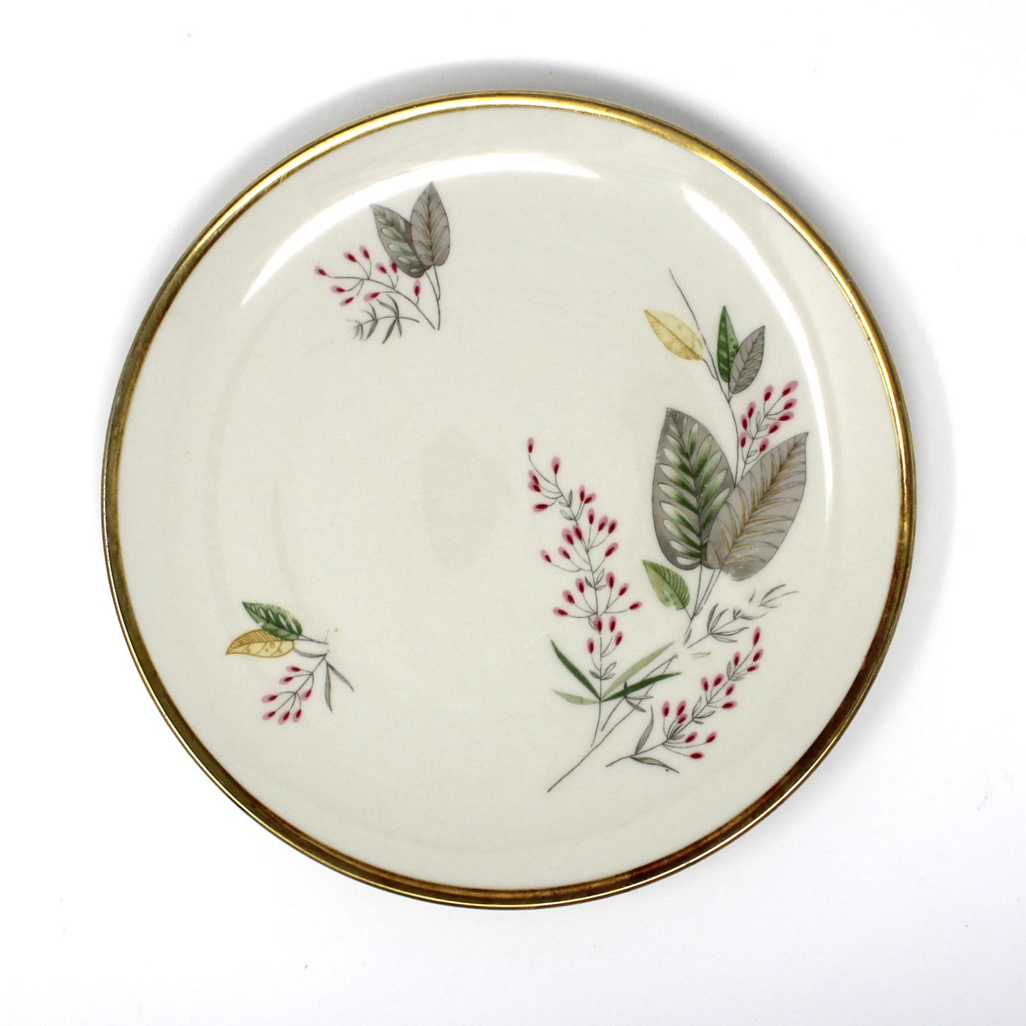 Teacup & Saucer with Matching Salad Plate, Seltmann Weiden, Monstera Fenestrated Foliage Leaves, Vintage Bavaria