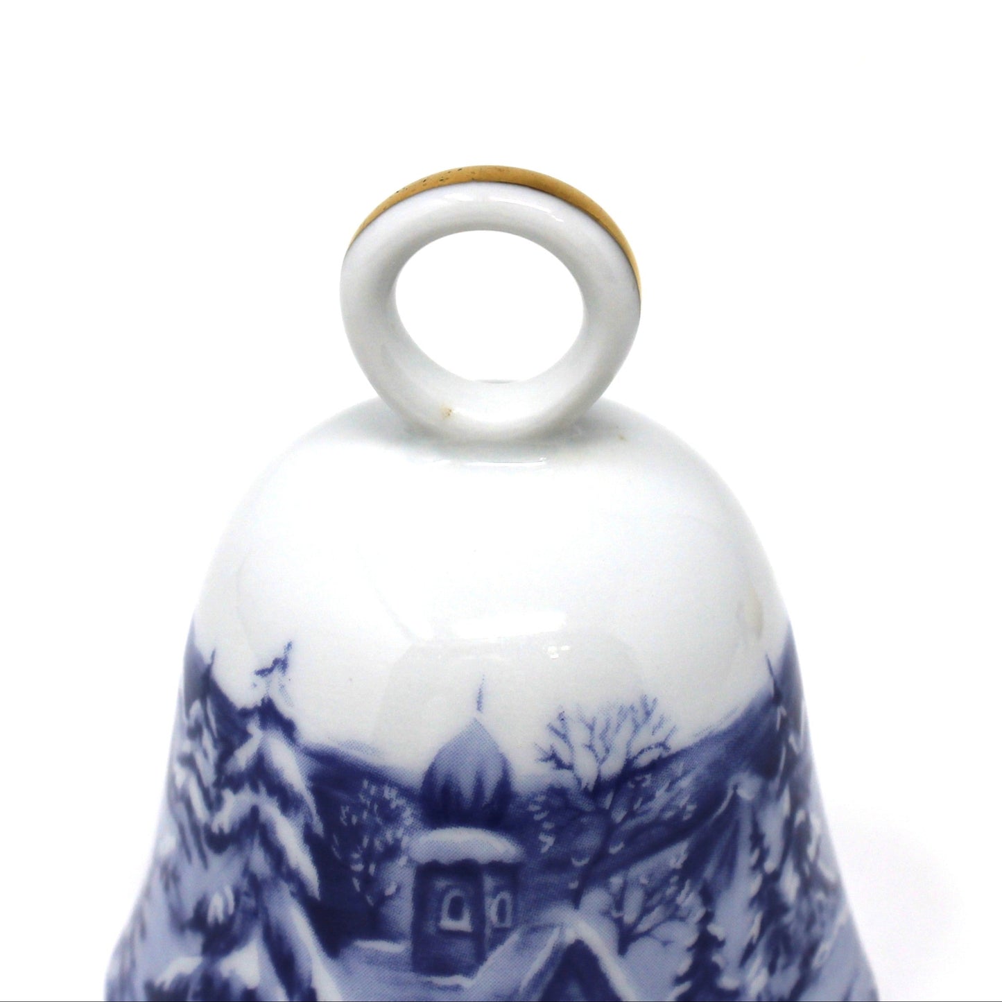 Bell, Scherzer, Snowy Winter Sleigh Scene, Transferware, 22KT Gold, W. Germany, Vintage