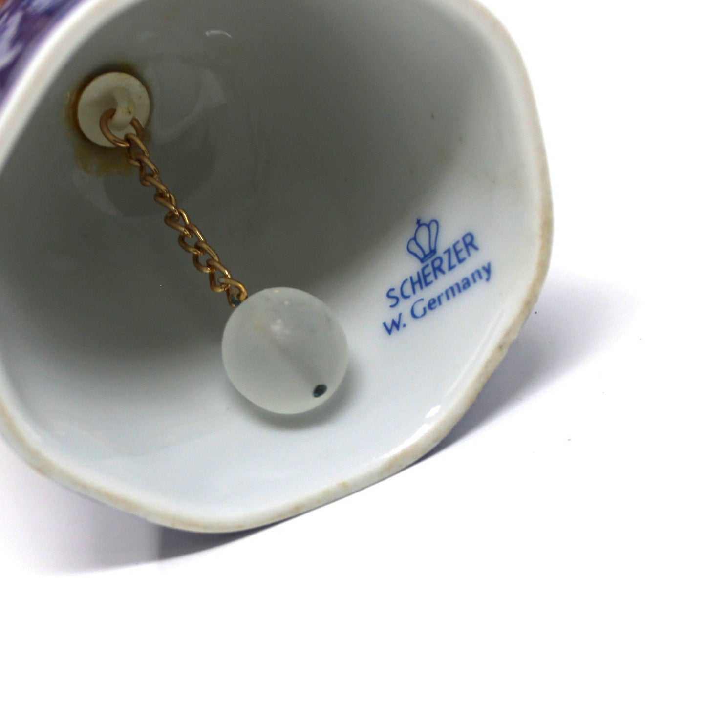 Bell, Scherzer, Snowy Winter Sleigh Scene, Transferware, 22KT Gold, W. Germany, Vintage