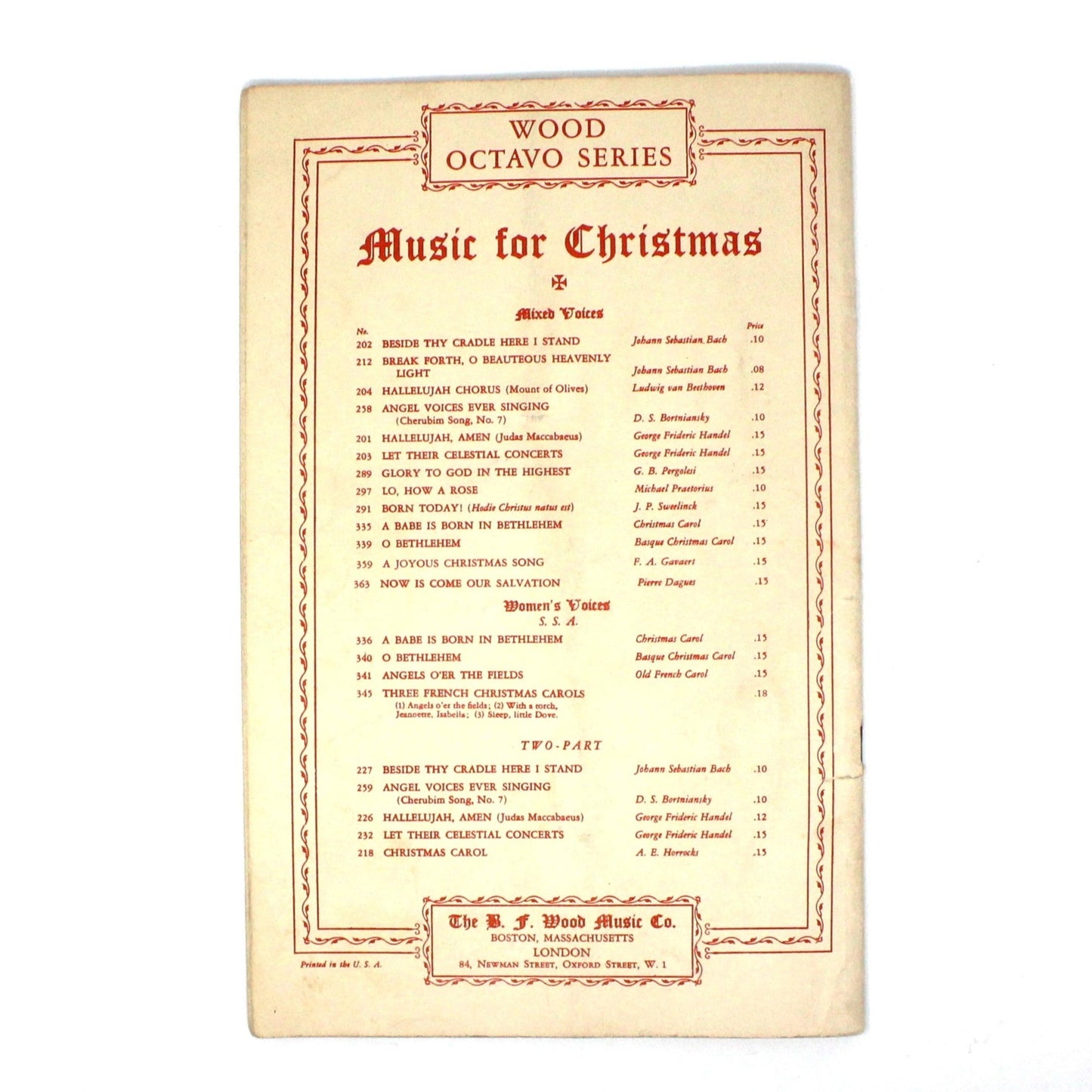 Songbook / Lead Sheet, The Wood Collection of Christmas Carols, Vintage