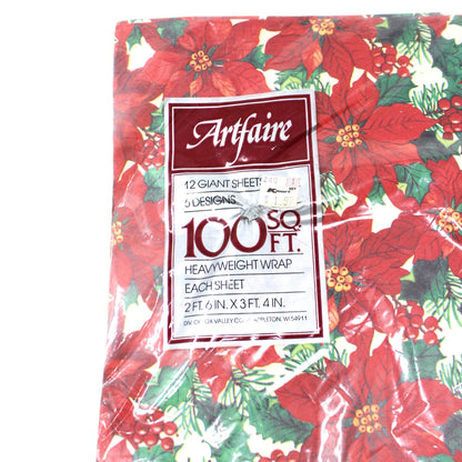 Wrapping Paper, Artfaire, 12 Christmas Sheets, 6 Designs, Vintage