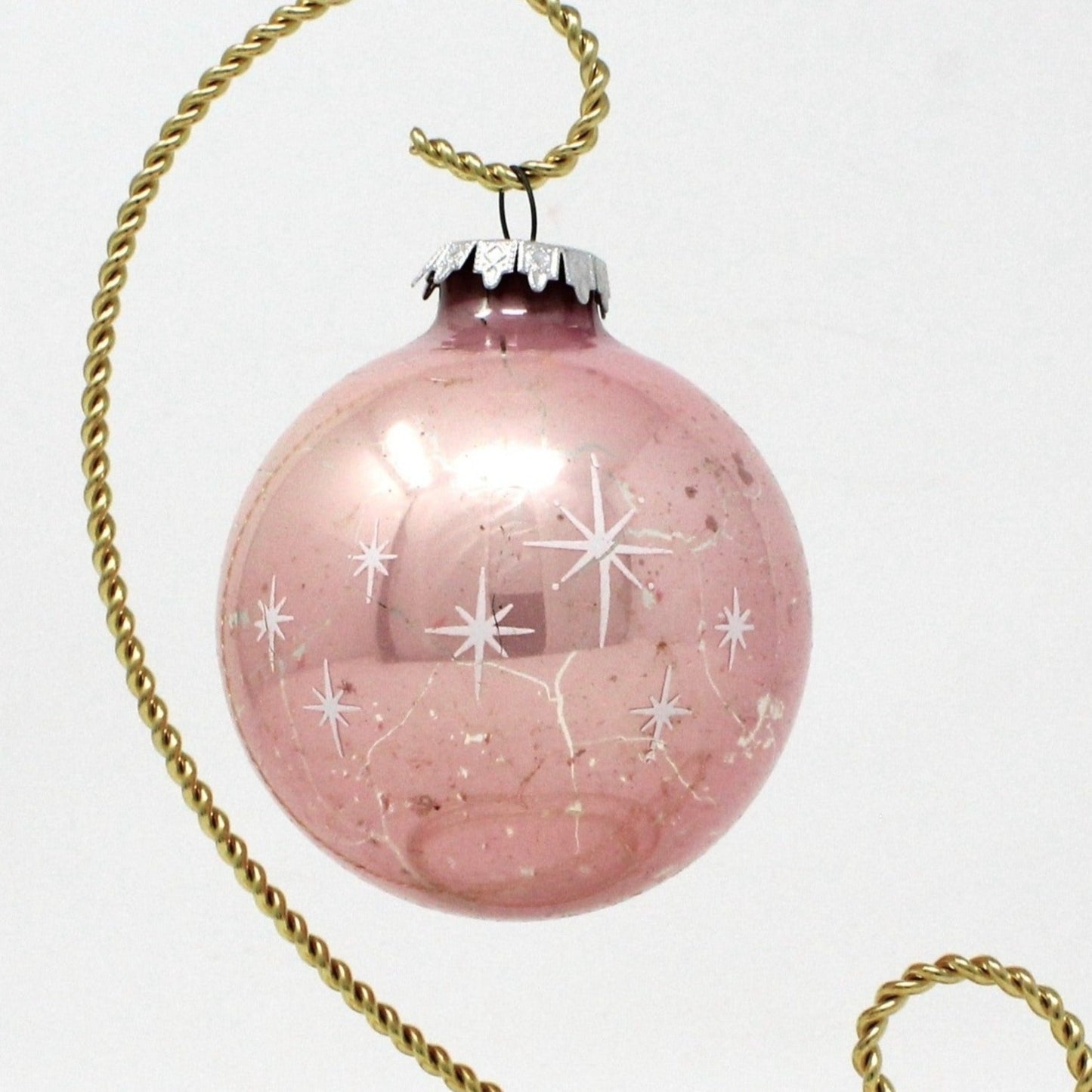 Ornament, Christmas Glass Ball, Bronner's Austria, Baby's First Christmas Pink, Vintage