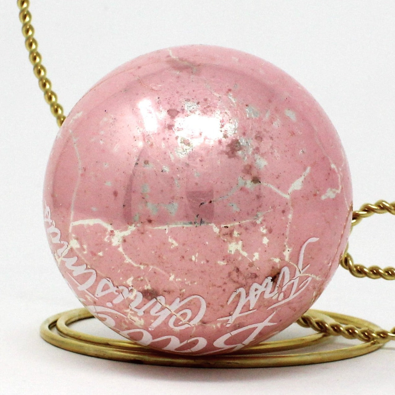 Ornament, Christmas Glass Ball, Bronner's Austria, Baby's First Christmas Pink, Vintage