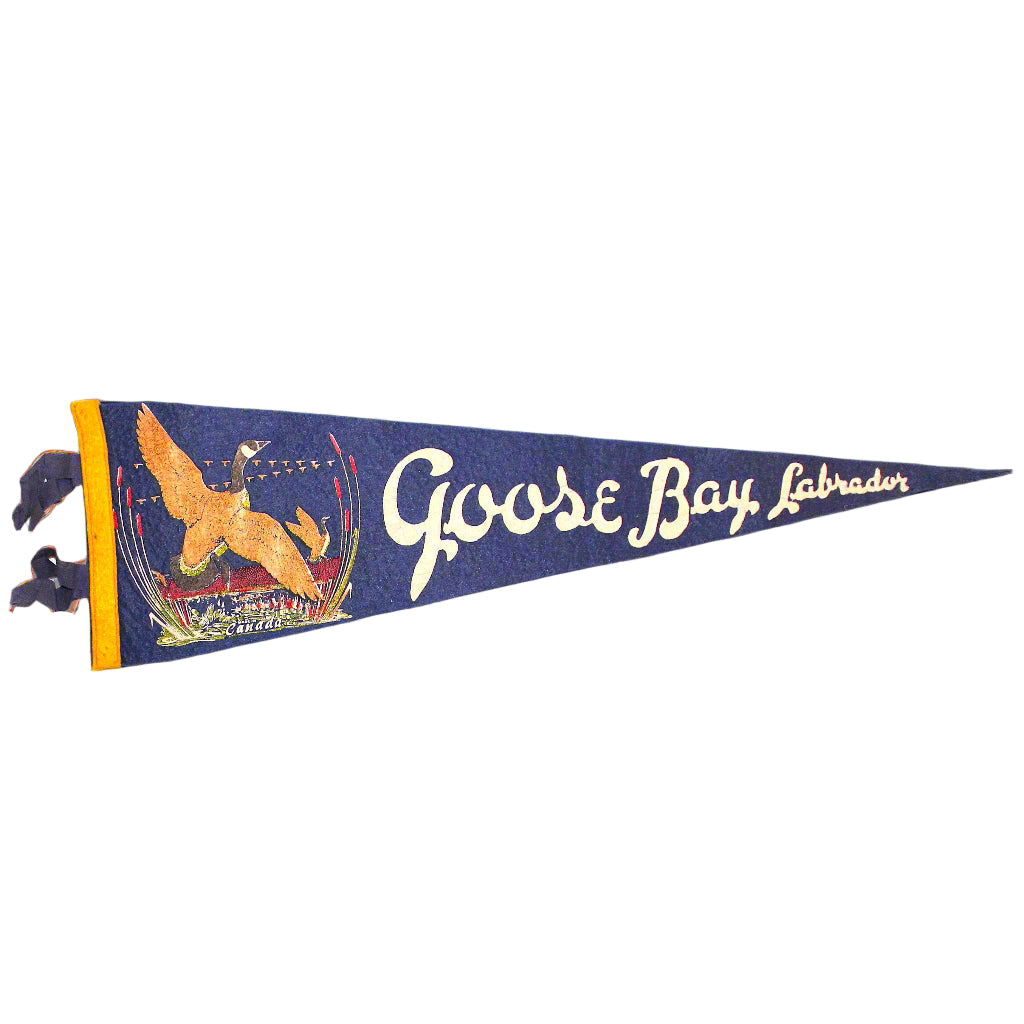 Pennant flag with 'Goose Bay, Labrador' text and a bird design on a white background.