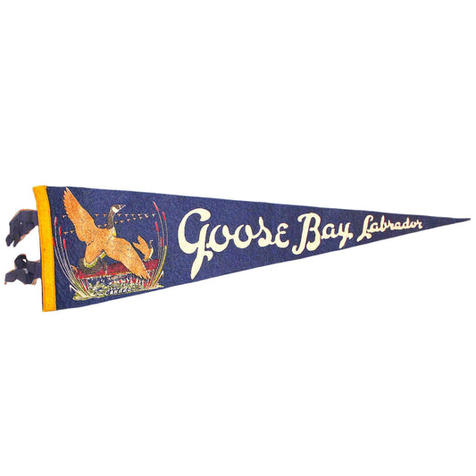 Pennant flag with 'Goose Bay, Labrador' text and a bird design on a white background.