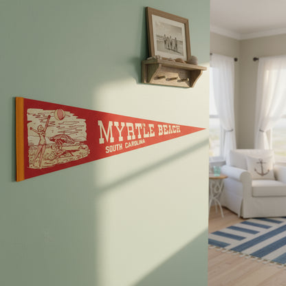 Pennant, Myrtle Beach, SC Souvenir Collectible, Vintage 25"