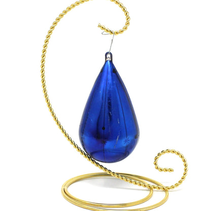 Ornaments, Jewelbrite Diorama, Teardrop Blue with Wise Man & Camel, Vintage Christmas