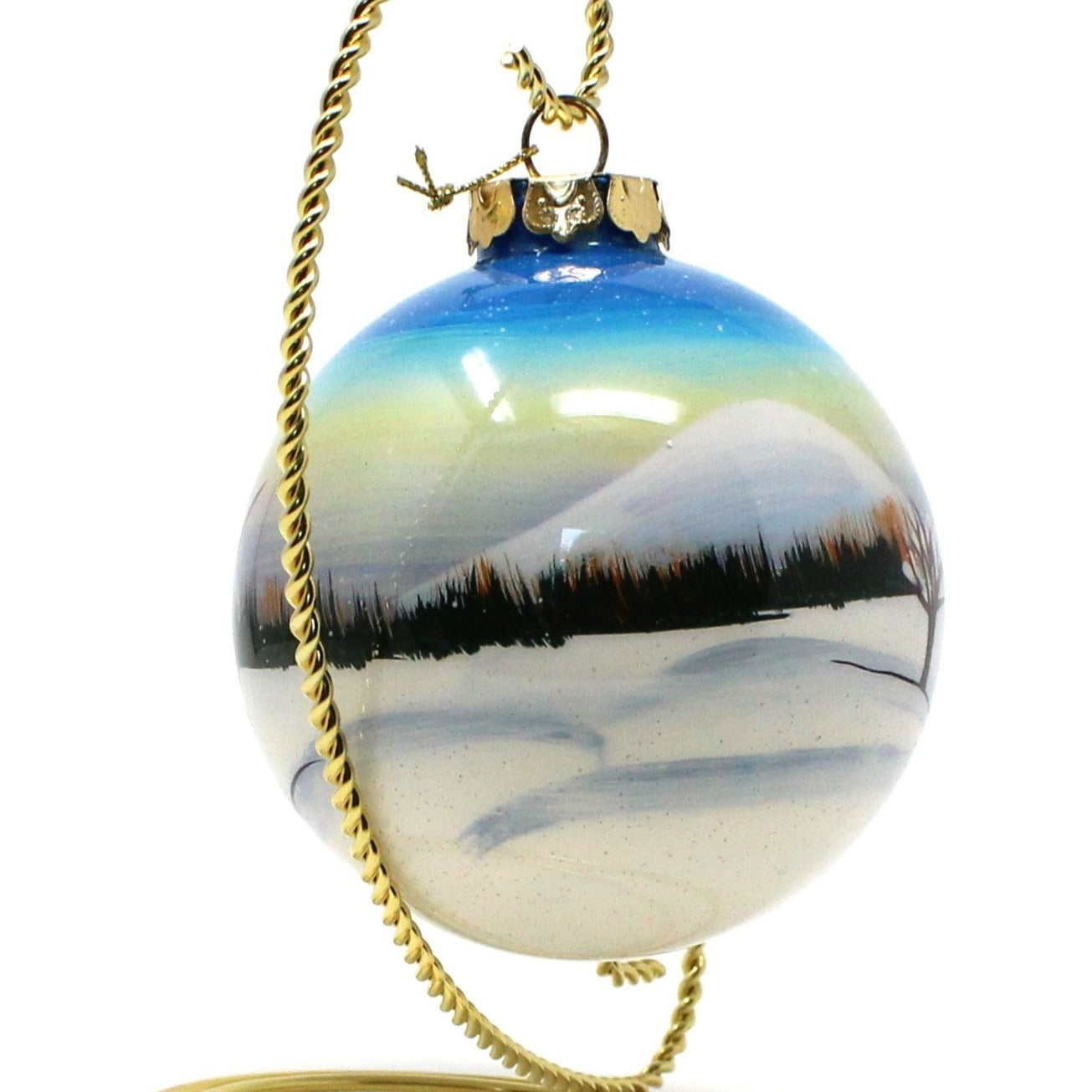 Ornament, Christmas Reverse Painted Glass Ball, Santa / St Nicholas, 3.5"