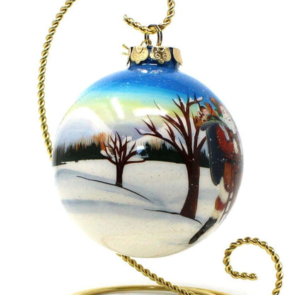 Ornament, Christmas Reverse Painted Glass Ball, Santa / St Nicholas, 3.5"