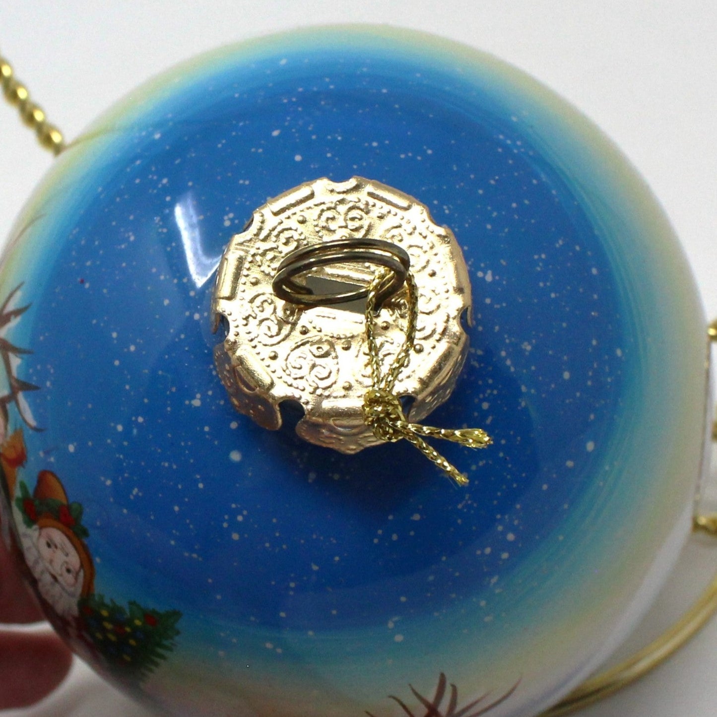 Ornament, Christmas Reverse Painted Glass Ball, Santa / St Nicholas, 3.5"