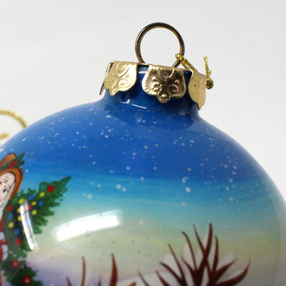 Ornament, Christmas Reverse Painted Glass Ball, Santa / St Nicholas, 3.5"