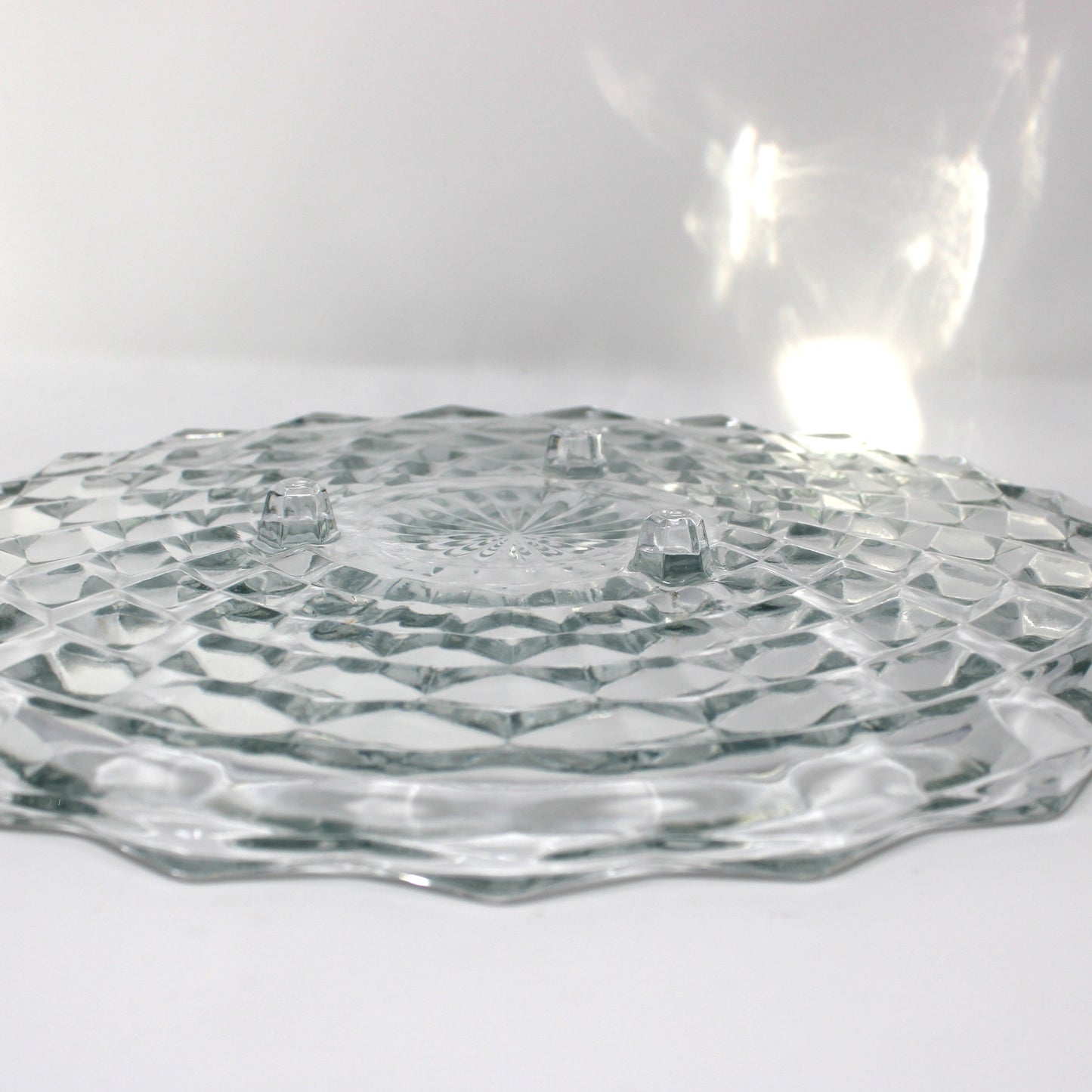 Cake Plate, Indiana Glass, American Whitehall, Footed, 3-Toed Clear Glass Serveware, Vintage