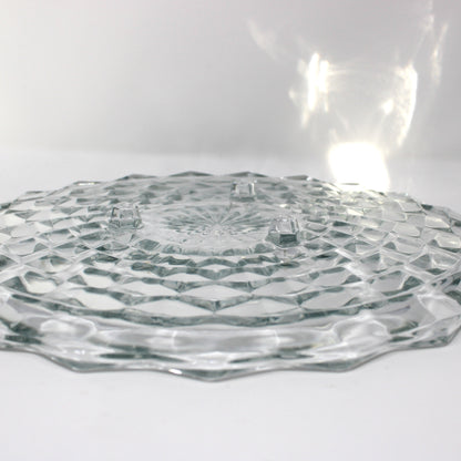 Cake Plate, Indiana Glass, American Whitehall, Footed, 3-Toed Clear Glass Serveware, Vintage