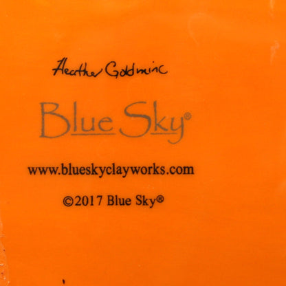 Butter Dish, Blue Sky, Pumpkin Shaped with Stem, Orange Ceramic, 2017