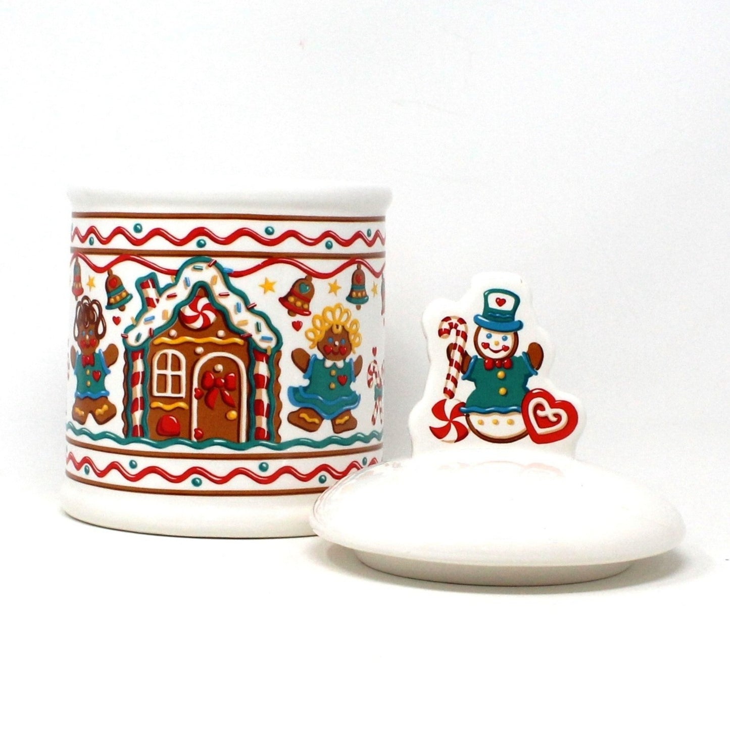 Cookie Jar, Teleflora, Gingerbread House Christmas Jar / Canister, Vintage