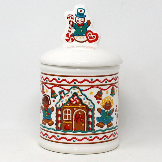 Cookie Jar, Teleflora, Gingerbread House Christmas Jar / Canister, Vintage
