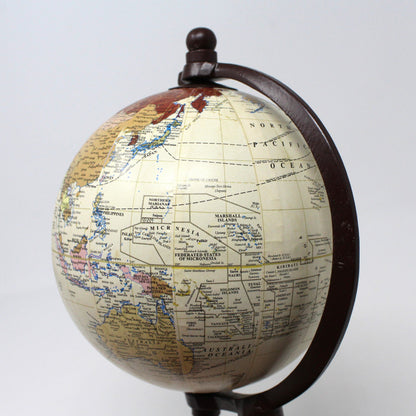 World Globe, Wood Base Desktop Globe, 9.5" Vintage
