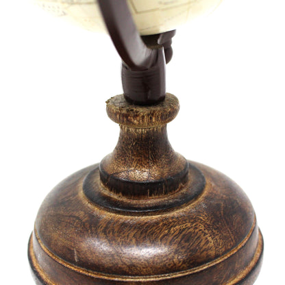 World Globe, Wood Base Desktop Globe, 9.5" Vintage