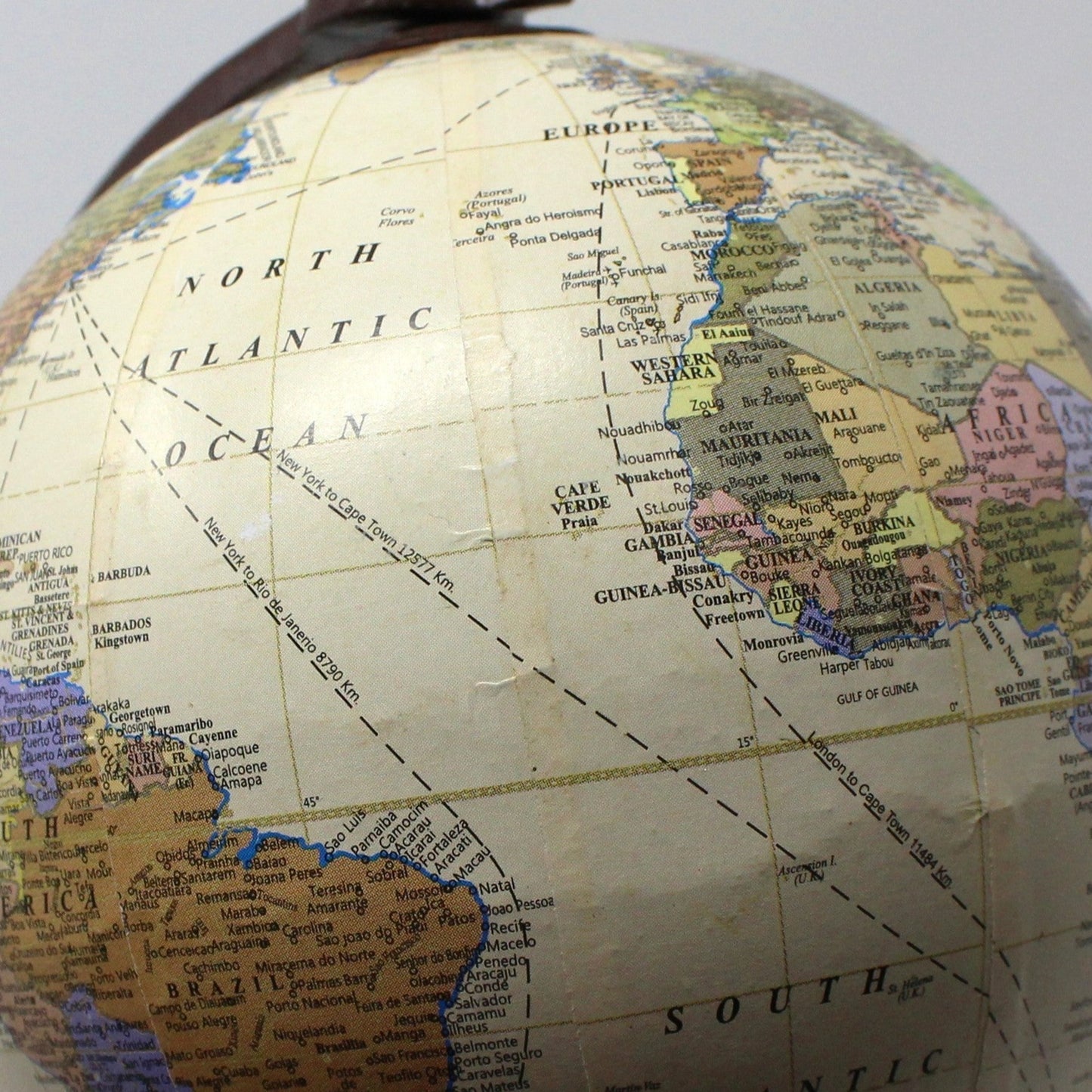 World Globe, Wood Base Desktop Globe, 9.5" Vintage