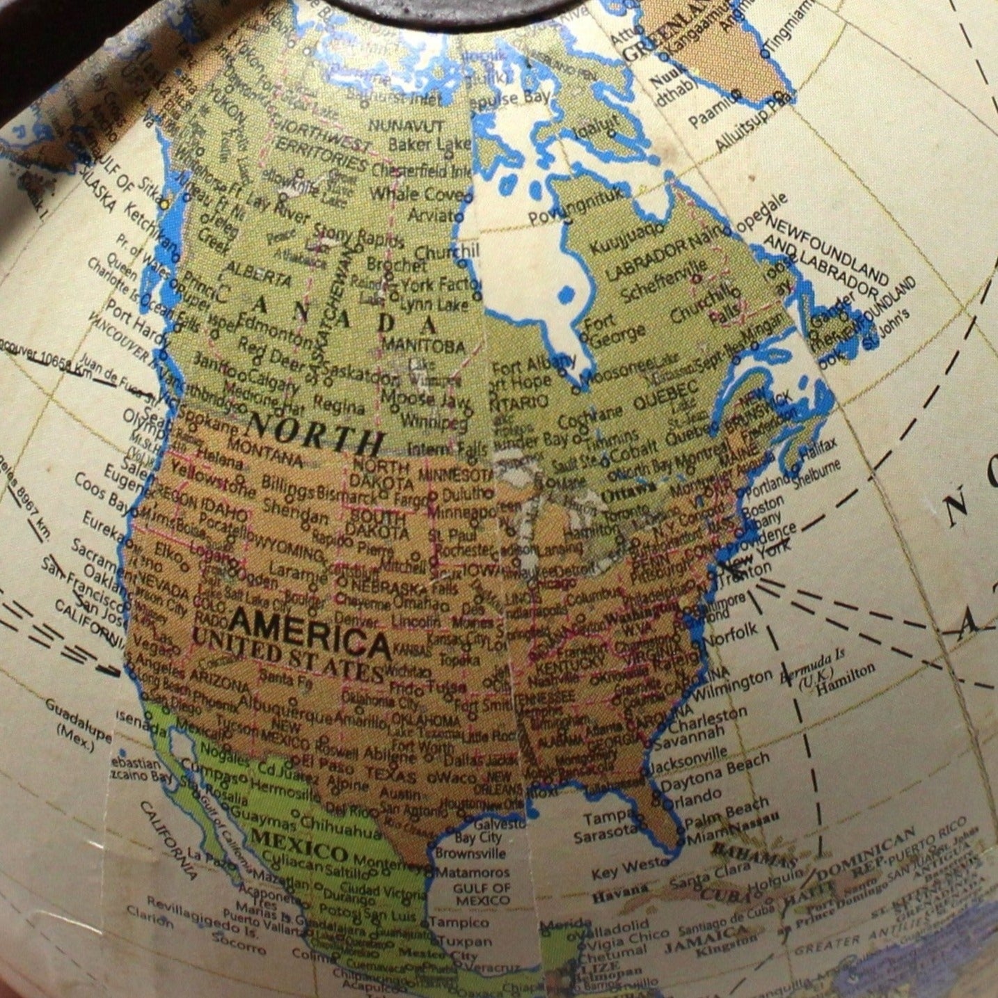 World Globe, Wood Base Desktop Globe, 9.5" Vintage