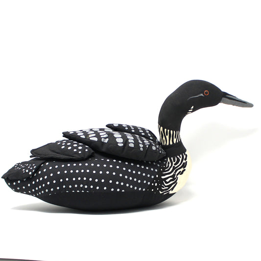 Plush Pillow shaped like a Loon bird 