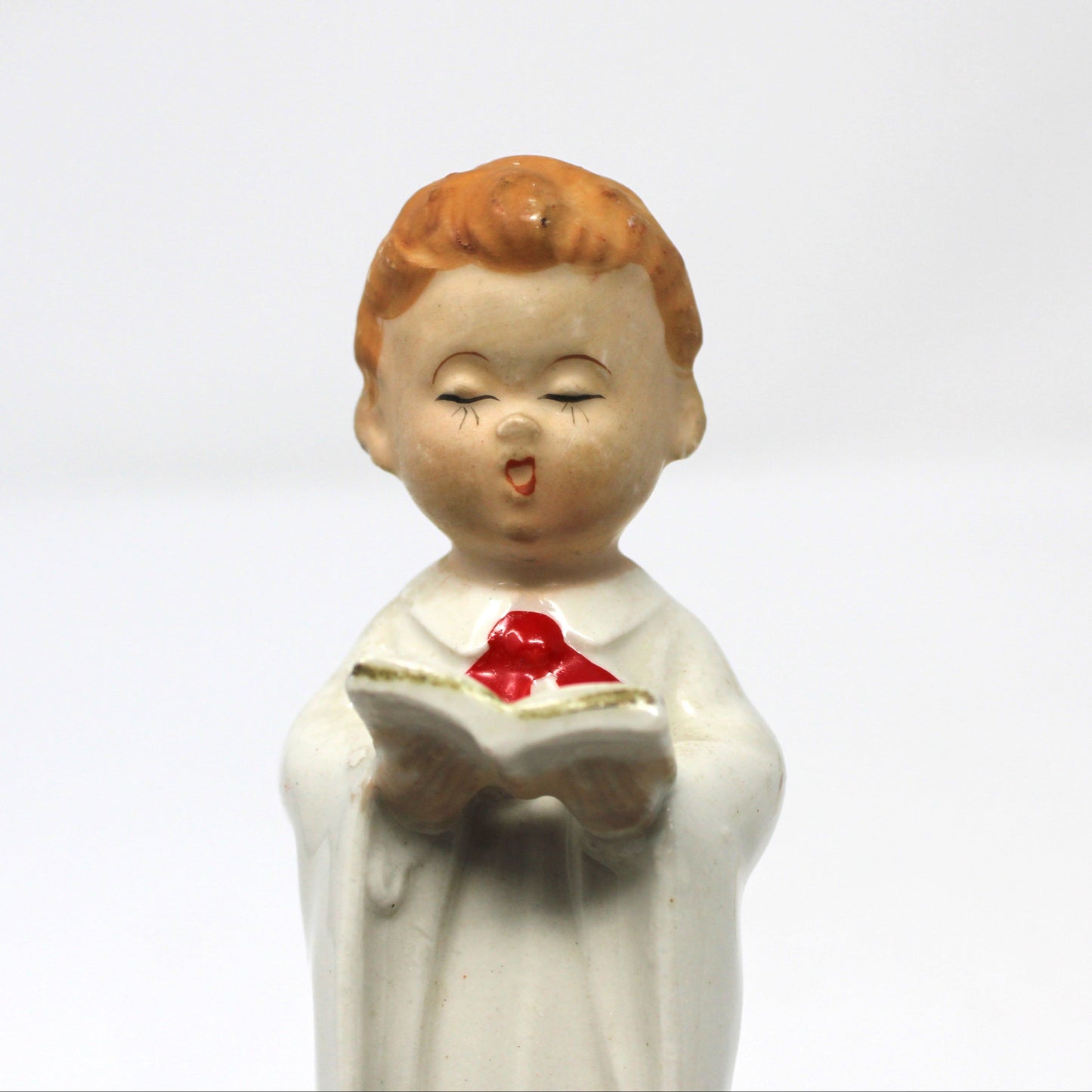 Figurine, Christmas Choir Boys, Hand Painted, Wales Japan Porcelain, Set of 2, Vintage