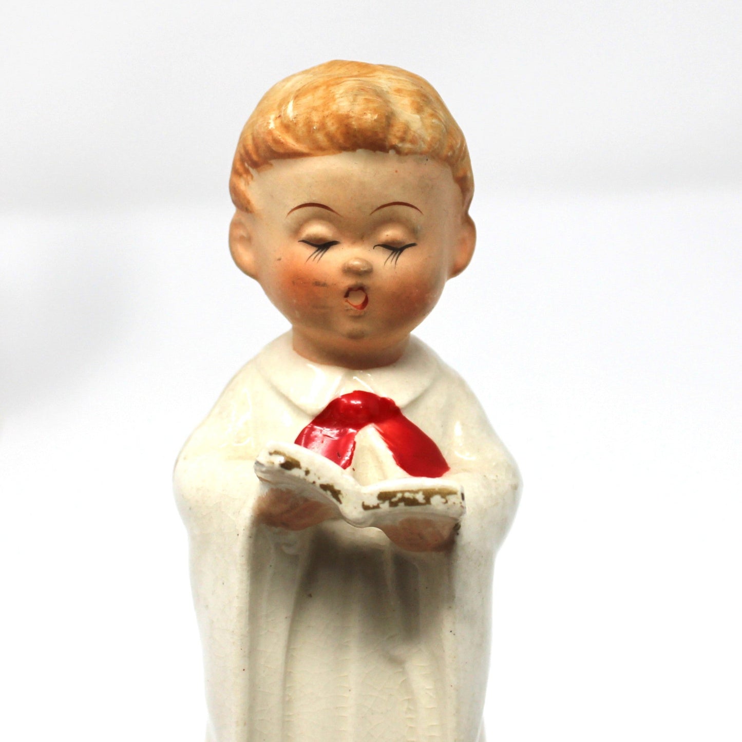 Figurine, Christmas Choir Boys, Hand Painted, Wales Japan Porcelain, Set of 2, Vintage