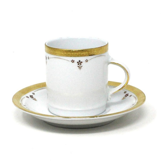 Demitasse & Saucer, Tirschenreuth Bavaria, Gold Encrusted Floral, Vintage Germany