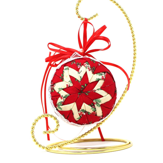 Ornaments, Quilted Ornament Handmade, Red, Green & White Christmas Decor