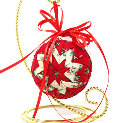 Ornaments, Quilted Ornament Handmade, Red, Green & White Christmas Decor