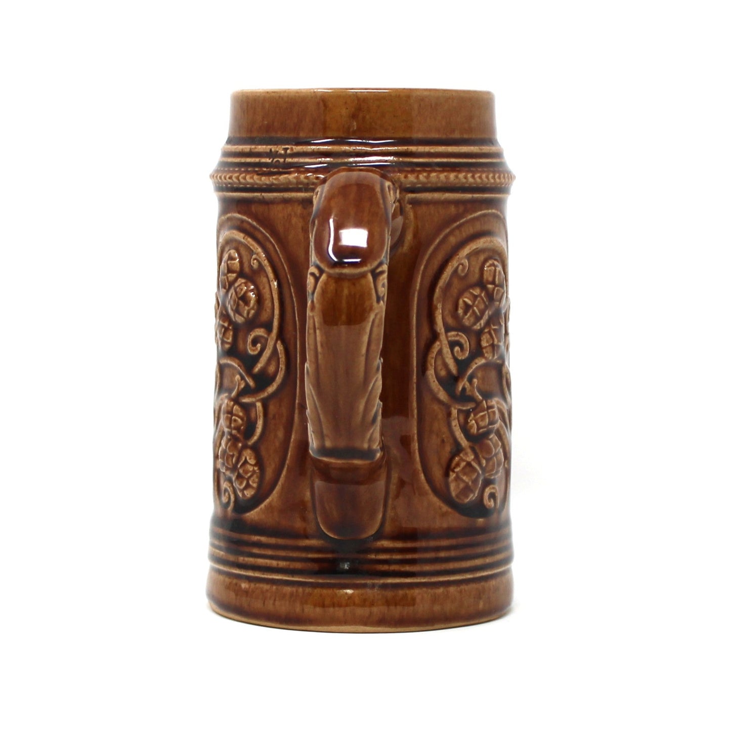 Beer Mug, German Stein, Studio Pottery, Brown Glaze, Impressed JWC Mark, Vintage