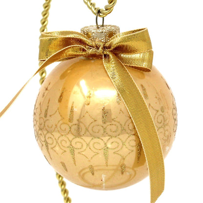 Ornament, Christmas Glass Ball, Gold with Gold Ornate Glitter Swirls, 2"