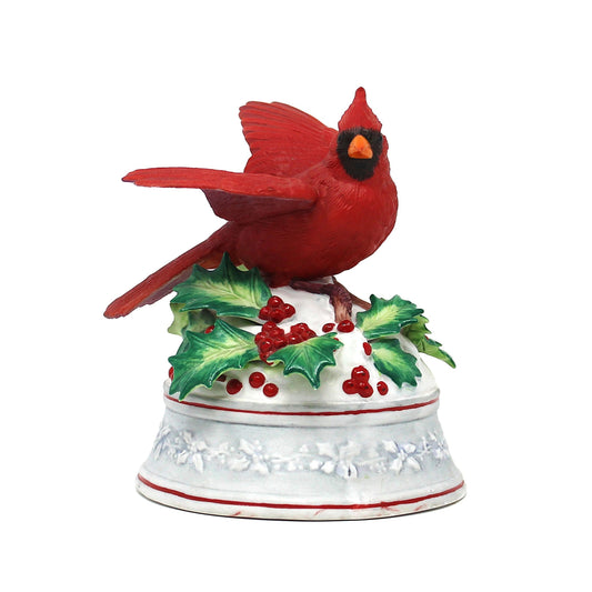 Musical Figurine, Christmas Cardinal, Plays Beethoven's Fur Elise, Porcelain, Vintage