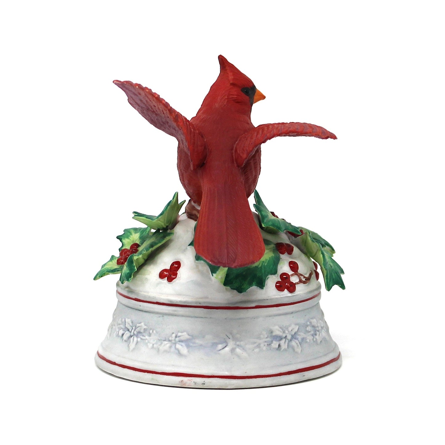Musical Figurine, Christmas Cardinal, Plays Beethoven's Fur Elise, Porcelain, Vintage