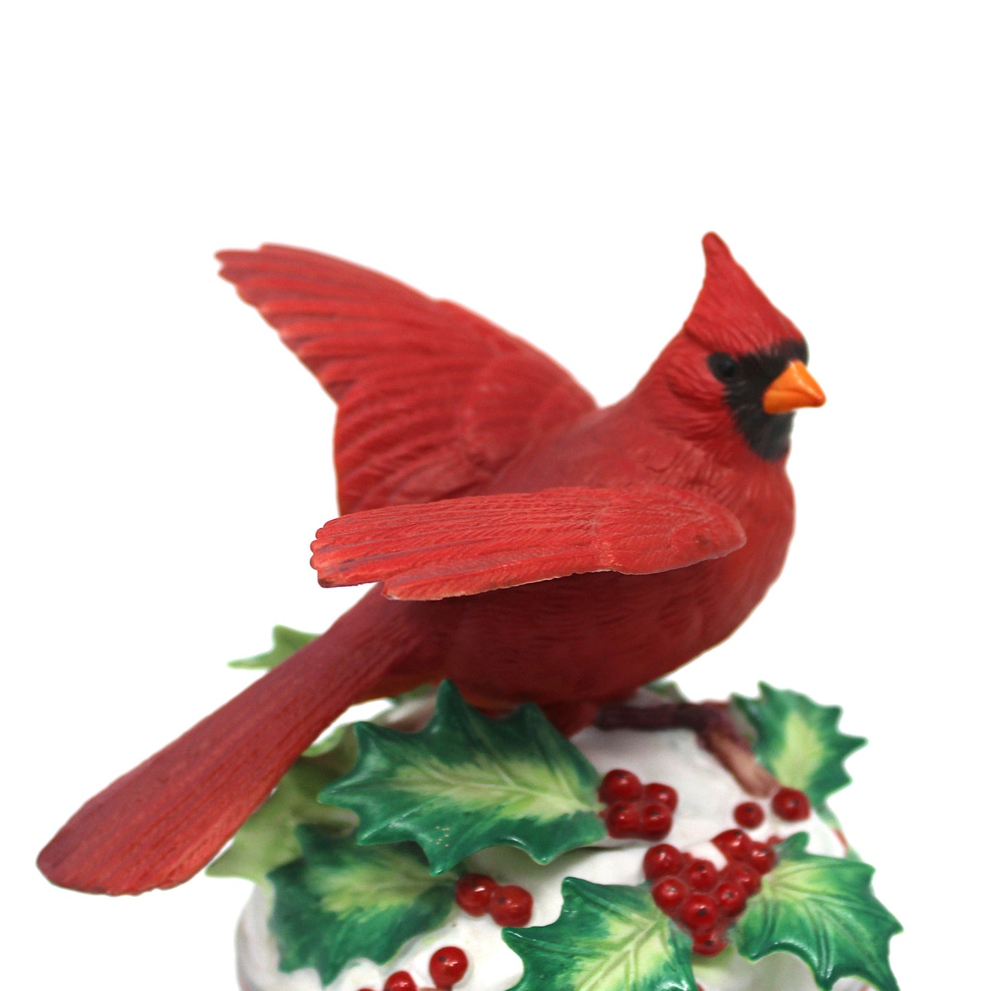 Red cardinal bird musical figurine 